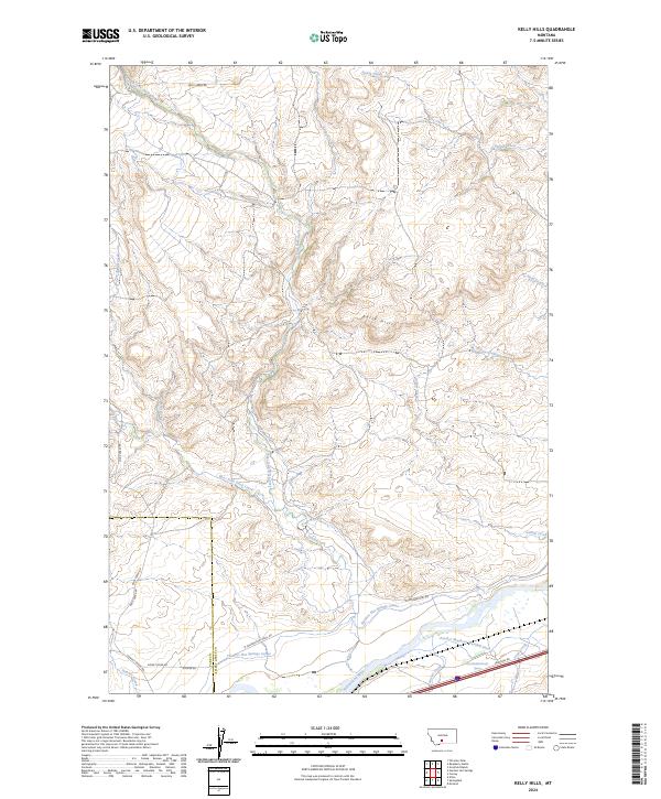 US Topo 7.5-minute map for Kelly Hills MT