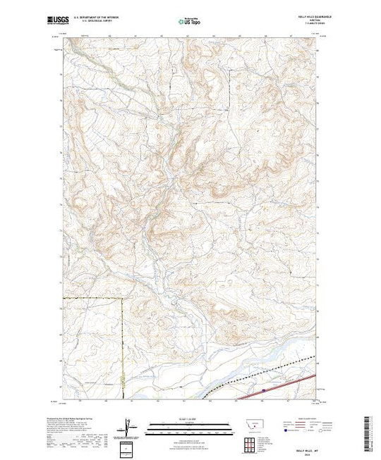 US Topo 7.5-minute map for Kelly Hills MT – American Map Store