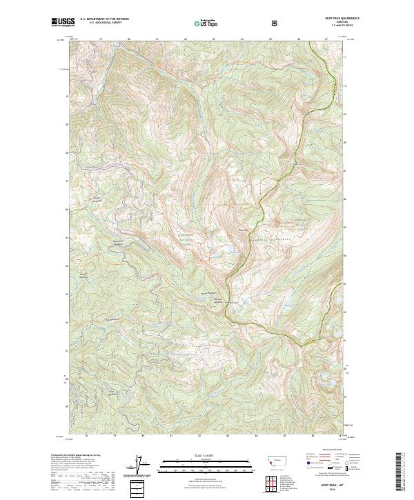 US Topo 7.5-minute map for Kent Peak MT
