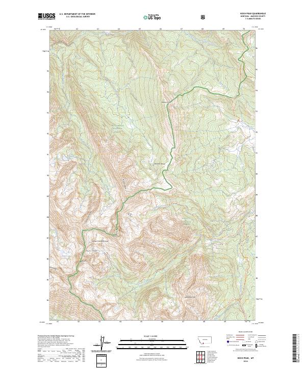 US Topo 7.5-minute map for Koch Peak MT