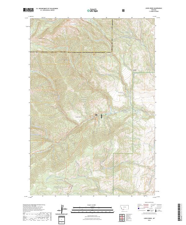 US Topo 7.5-minute map for Lewis Creek MT