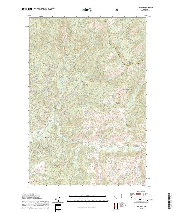 US Topo 7.5-minute map for Lick Creek MT