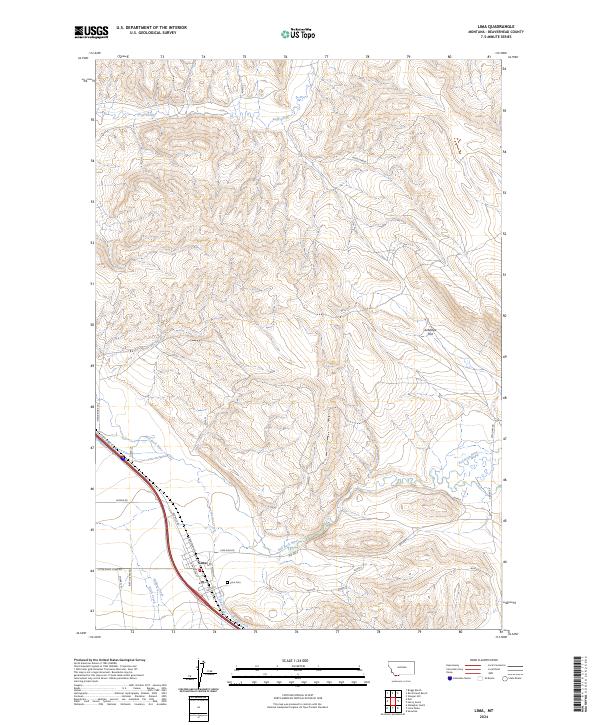 US Topo 7.5-minute map for Lima MT