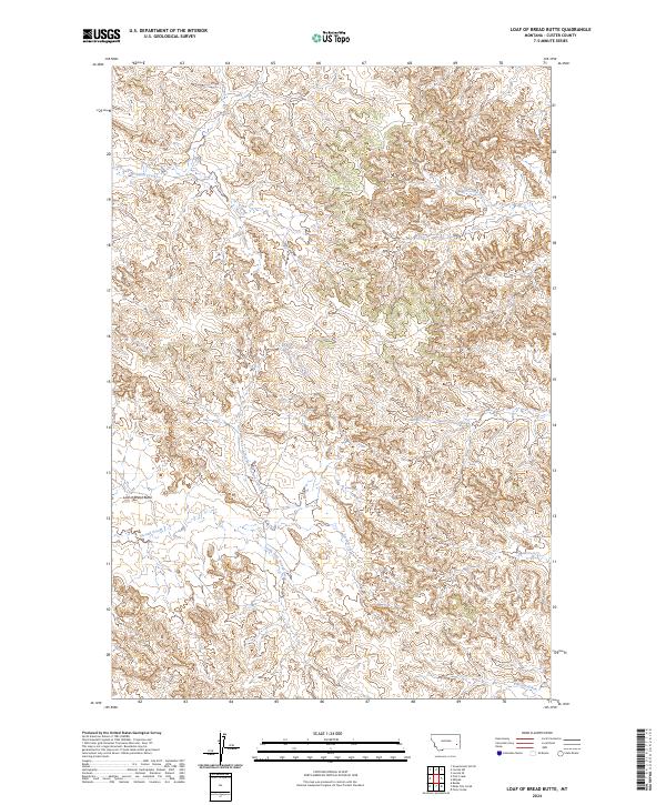 US Topo 7.5-minute map for Loaf of Bread Butte MT