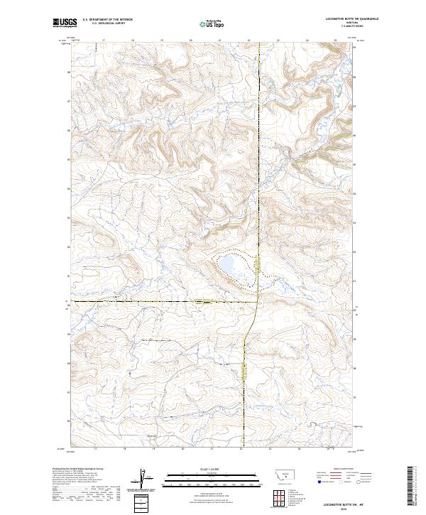 US Topo 7.5-minute map for Locomotive Butte SW MT