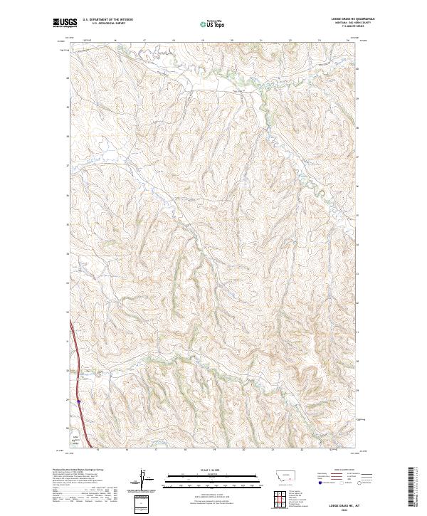 US Topo 7.5-minute map for Lodge Grass NE MT