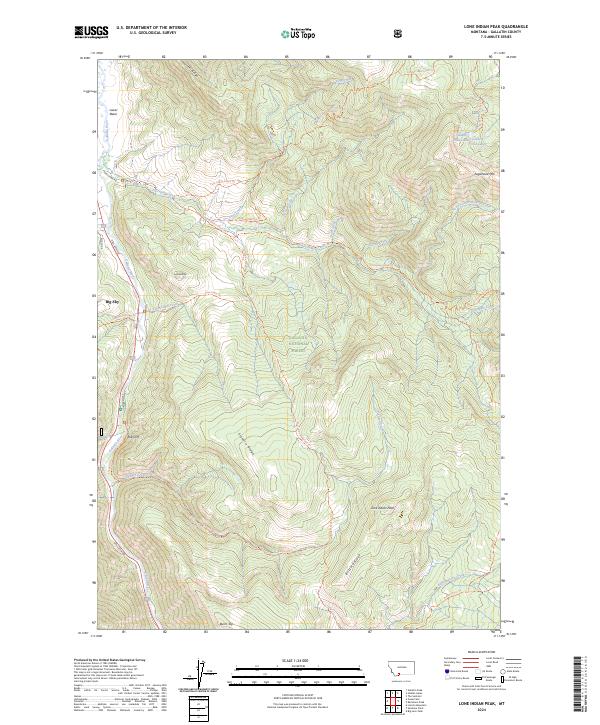 US Topo 7.5-minute map for Lone Indian Peak MT