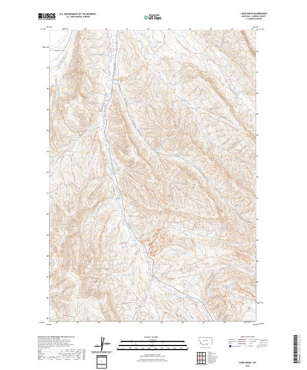 US Topo 7.5-minute map for Long Draw MT