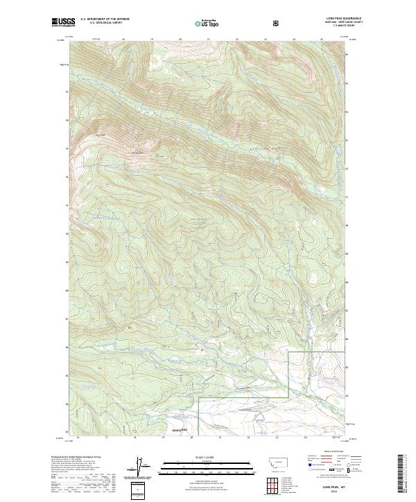 US Topo 7.5-minute map for Long Peak MT