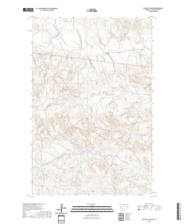 US Topo 7.5-minute map for Maxwell Coulee MT
