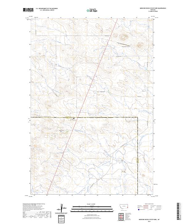 US Topo 7.5-minute map for Medicine Rocks State Park MT