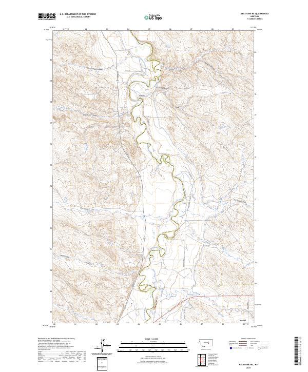 US Topo 7.5-minute map for Melstone NE MT