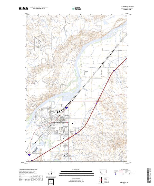 US Topo 7.5-minute map for Miles City MT