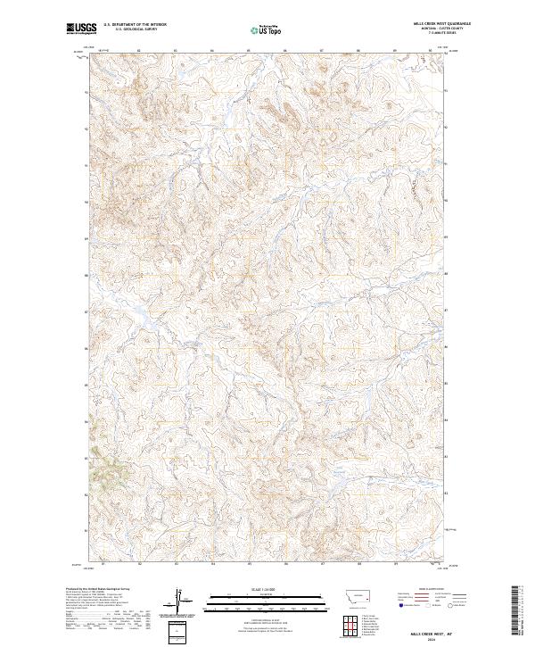 US Topo 7.5-minute map for Mills Creek West MT