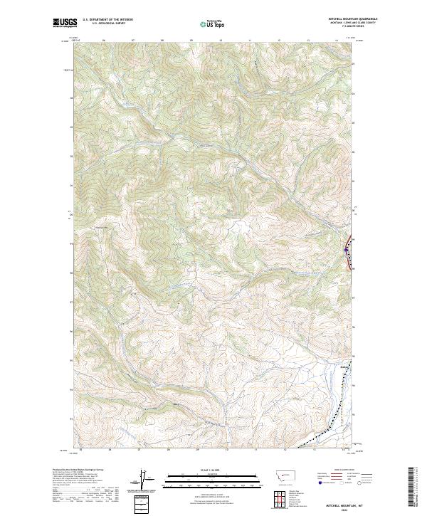 US Topo 7.5-minute map for Mitchell Mountain MT