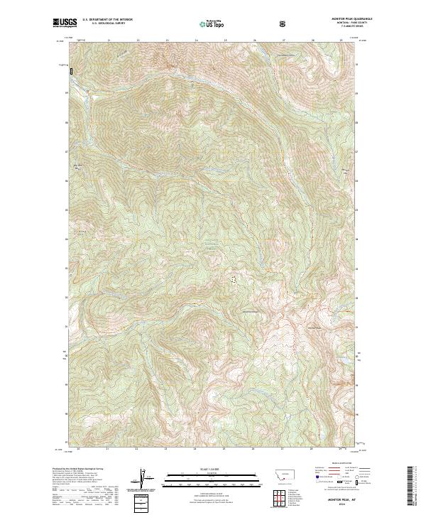 US Topo 7.5-minute map for Monitor Peak MT