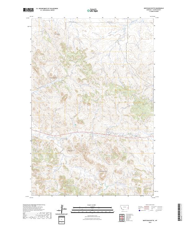 US Topo 7.5-minute map for Montague Butte MT