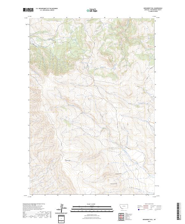 US Topo 7.5-minute map for Monument Hill MT
