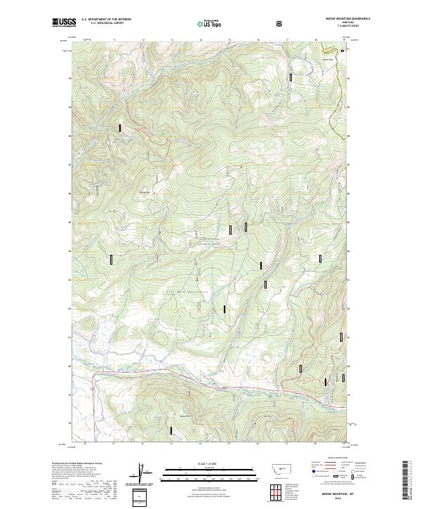 US Topo 7.5-minute map for Moose Mountain MT