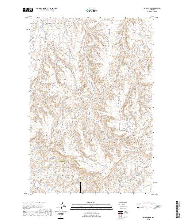 US Topo 7.5-minute map for Mossmain SW MT