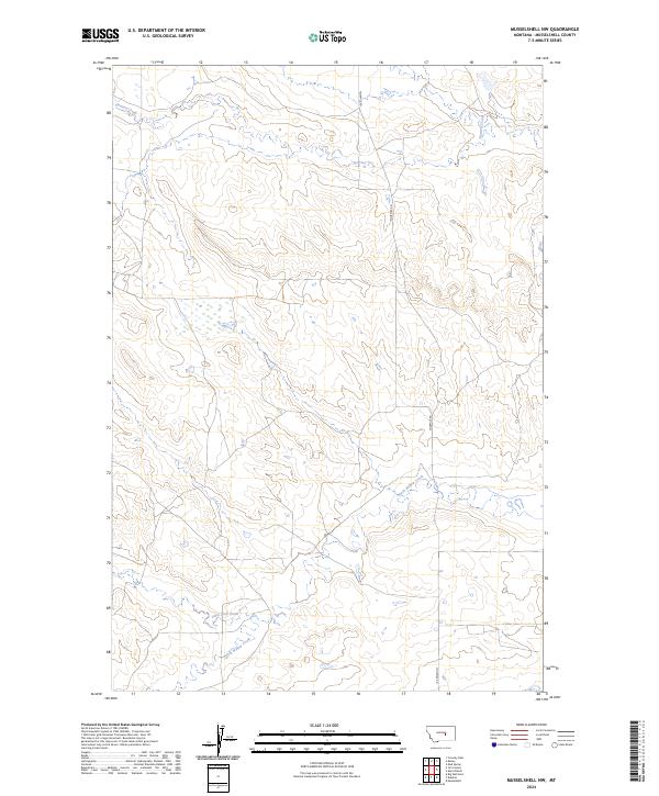 US Topo 7.5-minute map for Musselshell NW MT