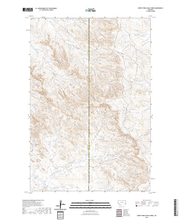 US Topo 7.5-minute map for North Fork Alkali Creek MT