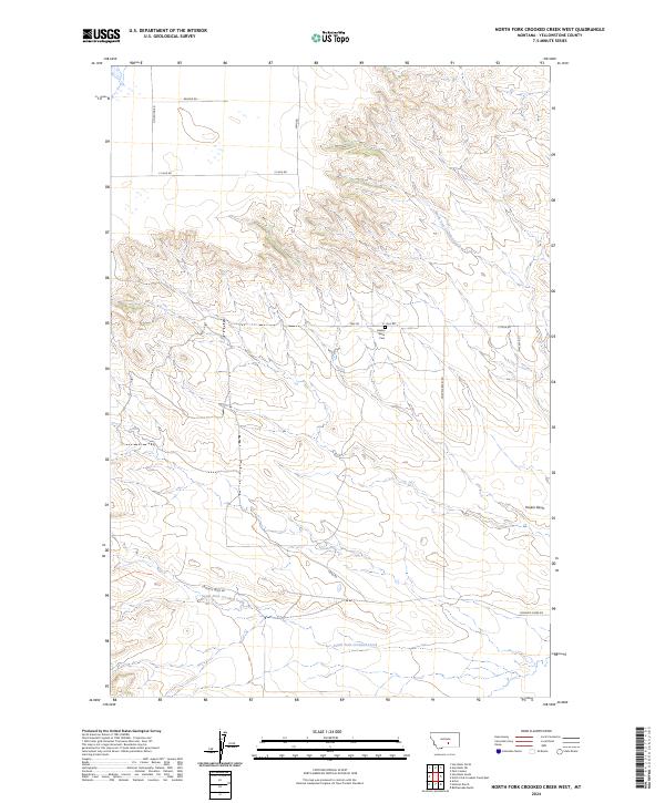US Topo 7.5-minute map for North Fork Crooked Creek West MT