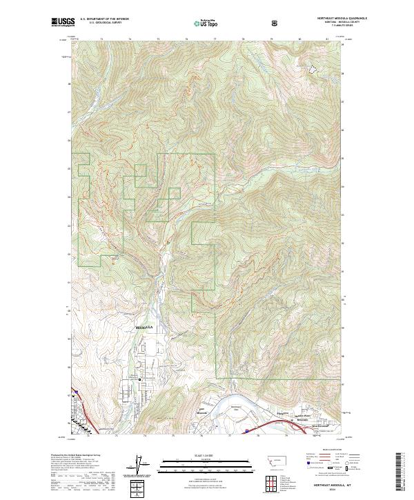 US Topo 7.5-minute map for Northeast Missoula MT