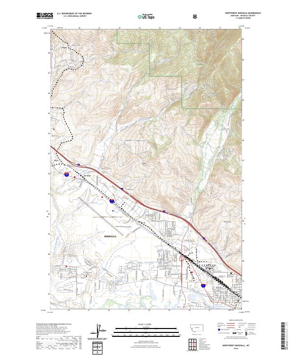 US Topo 7.5-minute map for Northwest Missoula MT