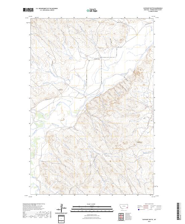 US Topo 7.5-minute map for Oliphant Butte MT