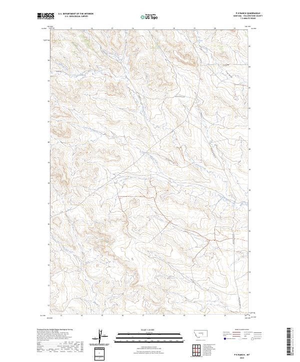 US Topo 7.5-minute map for P K Ranch MT
