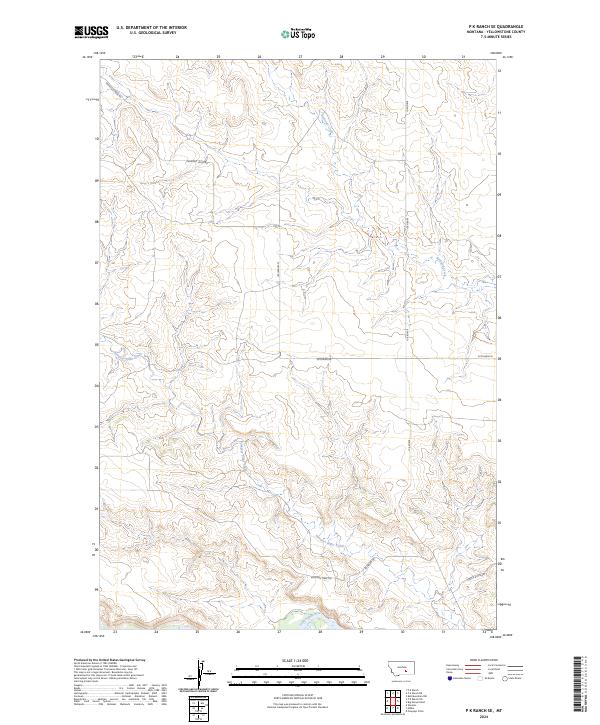 US Topo 7.5-minute map for P K Ranch SE MT