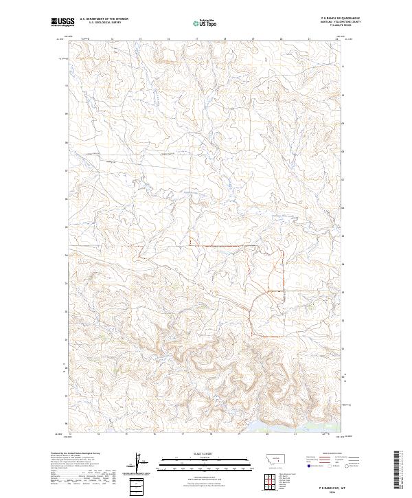 US Topo 7.5-minute map for P K Ranch SW MT