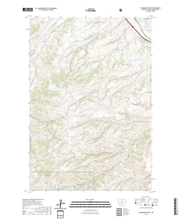 US Topo 7.5-minute map for Packsaddle Butte MT