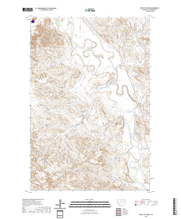 US Topo 7.5-minute map for Paddy Fay Creek MT