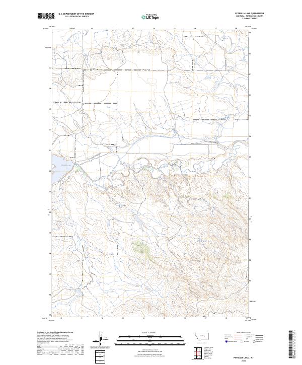 US Topo 7.5-minute map for Petrolia Lake MT