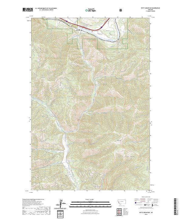 US Topo 7.5-minute map for Petty Mountain MT