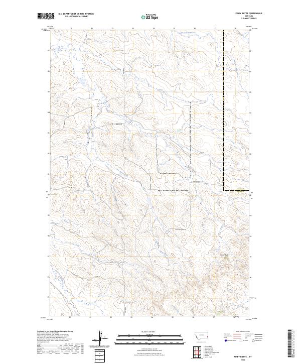 US Topo 7.5-minute map for Piney Butte MT