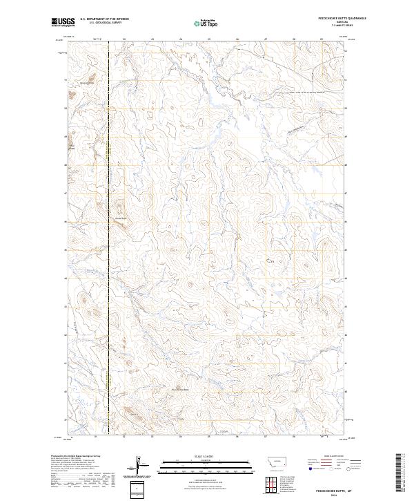 US Topo 7.5-minute map for Pocochichee Butte MT