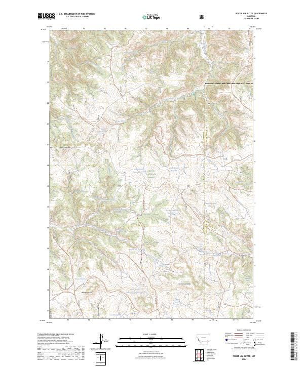 US Topo 7.5-minute map for Poker Jim Butte MT