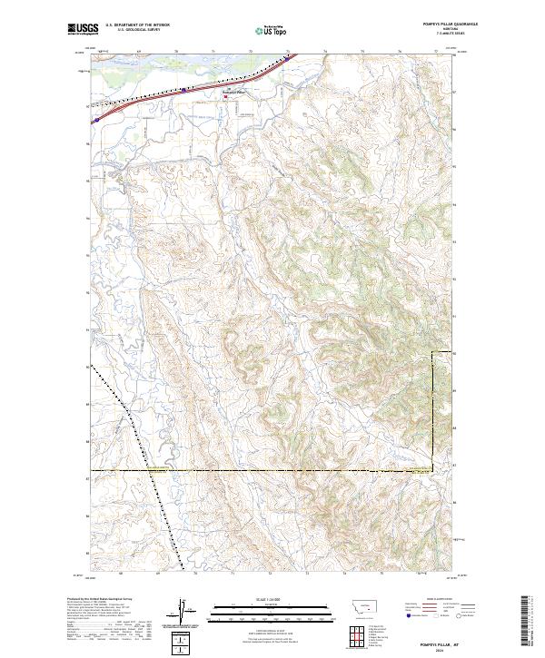 US Topo 7.5-minute map for Pompeys Pillar MT