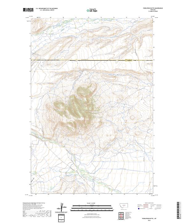 US Topo 7.5-minute map for Porcupine Butte MT