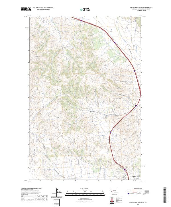 US Topo 7.5-minute map for Rattlesnake Mountain MT