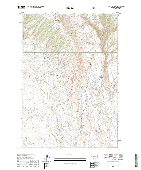 US Topo 7.5-minute map for Red Pryor Mountain MTWY