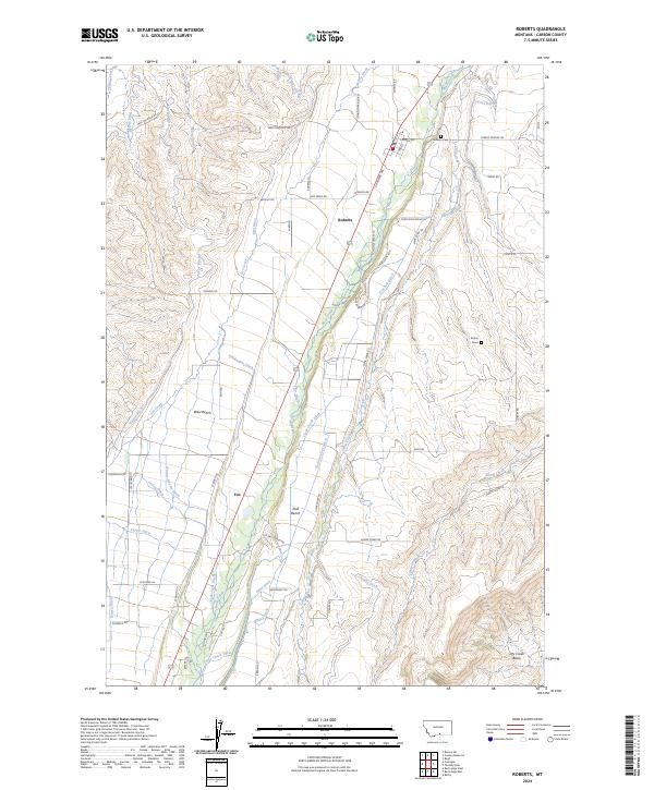 US Topo 7.5-minute map for Roberts MT
