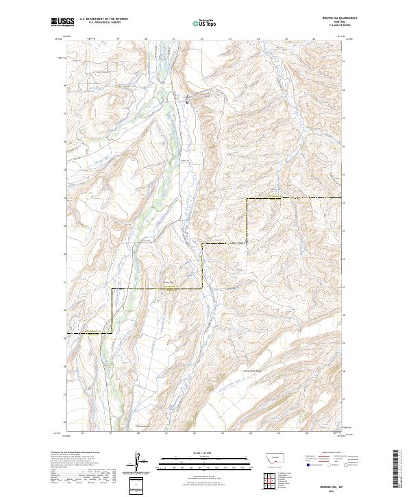 US Topo 7.5-minute map for Roscoe NW MT