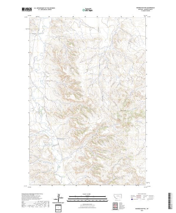 US Topo 7.5-minute map for Rosebud Buttes MT