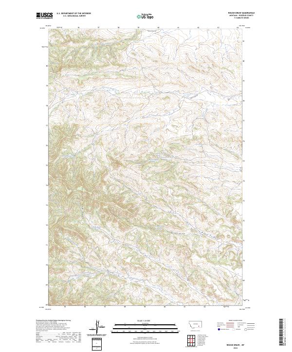 US Topo 7.5-minute map for Rough Draw MT