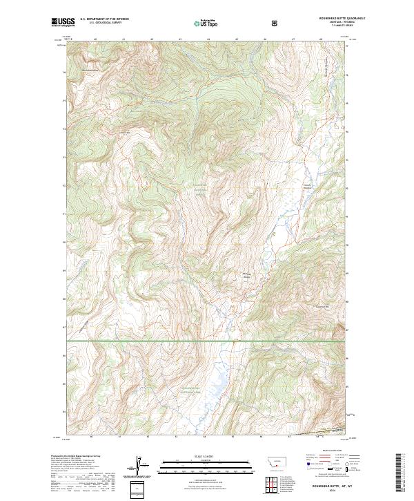 US Topo 7.5-minute map for Roundhead Butte MTWY