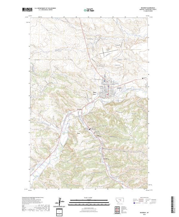 US Topo 7.5-minute map for Roundup MT